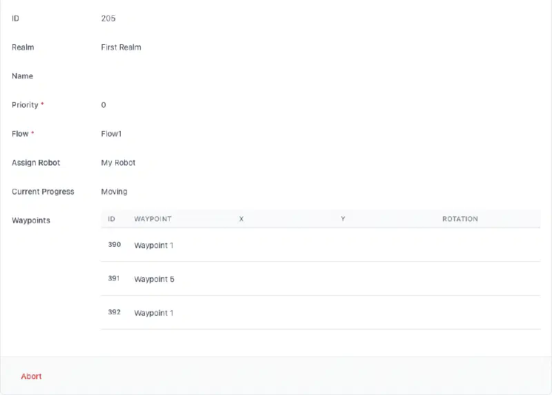 Screenshot of the task details page